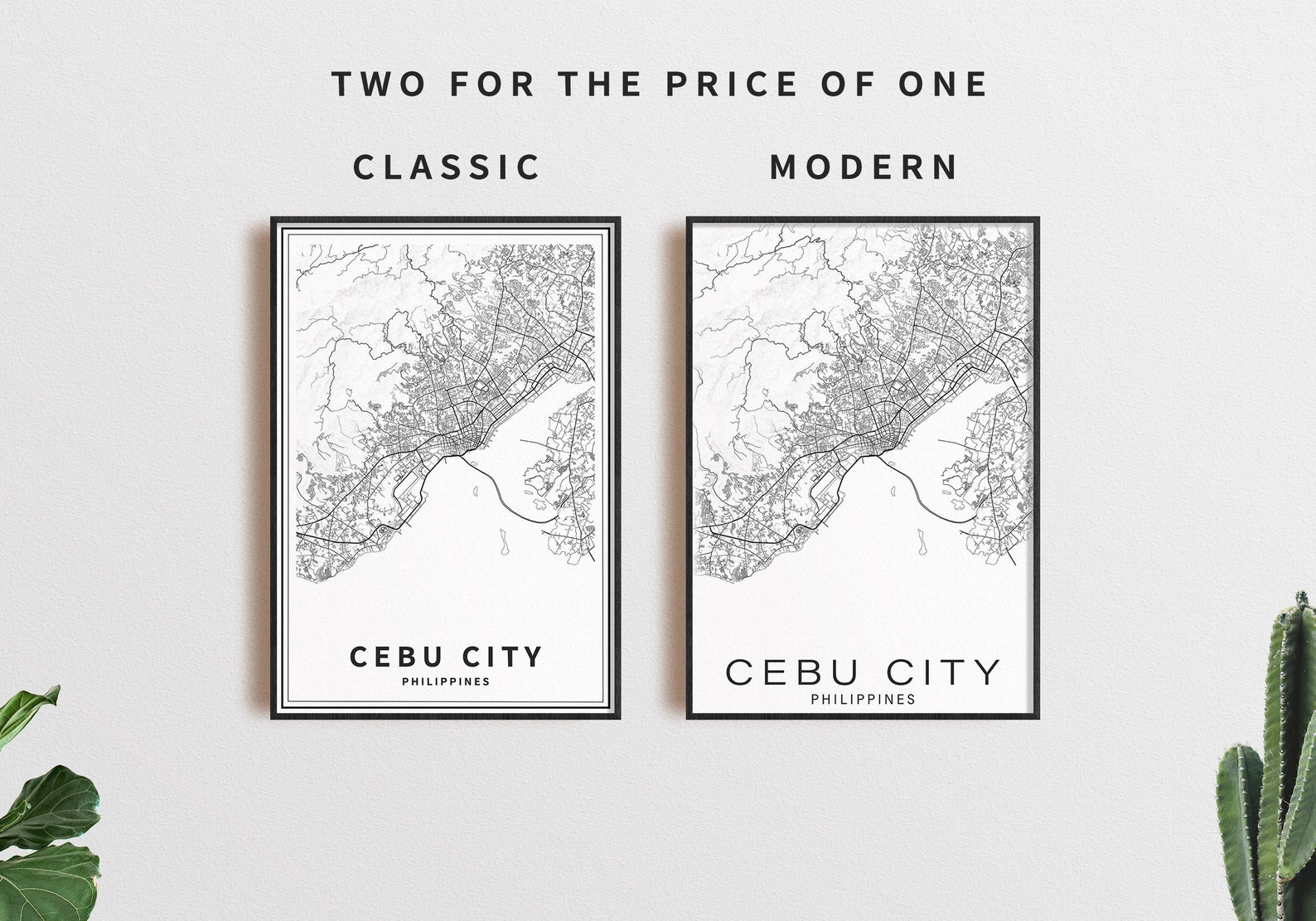 Cebu City Philippines map print Cebu Island city map | Etsy