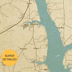 Vintage Style Map of Lake Eufaula, Alabama, Walter F. George Lake ...