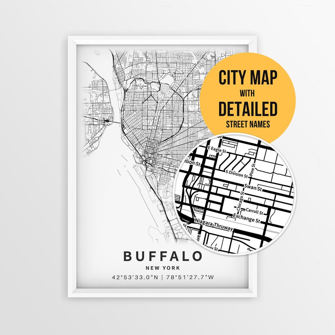 Buffalo New York Map With Street Names, Printable Buffalo City