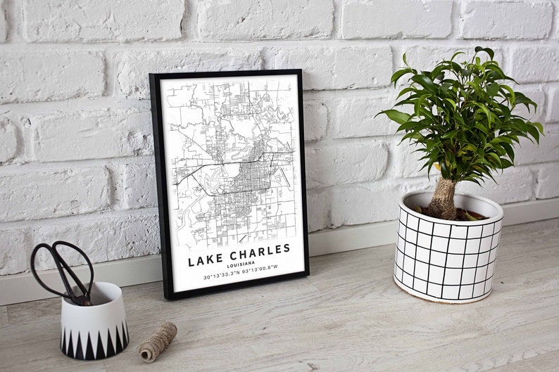 Printable Map of Lake Charles Louisiana United States With | Etsy