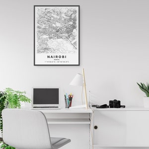 Printable Map of Nairobi, Kenya with Street Names Instant Download City Map Travel Gift City Poster Road Map Print Street Map image 3