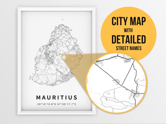 Map Of Port Louis Streets Mauritius Printable Map Of Mauritius Port Louis With Street Names | Etsy Ireland