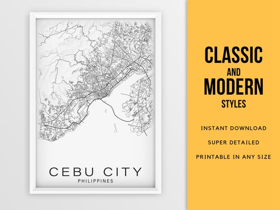 Cebu City Philippines Map Print Cebu Island City Map - Etsy