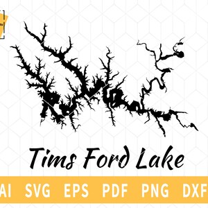 Tims Ford Lake kaart SVG, Tennessee kaart Vector File - Instant Download \ Cutting \ Lake silhouette \ Commerciële licentie