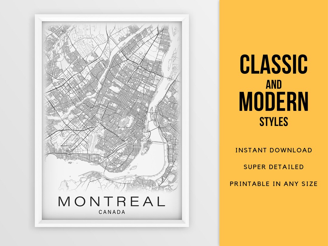 Printable Map of Montreal, Canada Instant Download City Map Wall Art - Etsy