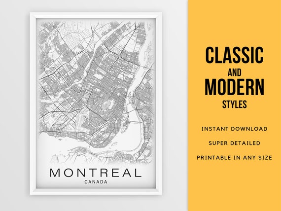 Printable Map of Montreal Canada Instant Download City | Etsy