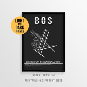 General Edward Lawrence Logan Airport Poster, BOS Boston International Airport Map (Instant Download)