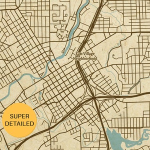 Vintage Stil Karte von Flint,Michigan, USA Sofort Download Photo Karte Photo Karte Photo Karte Bild 4