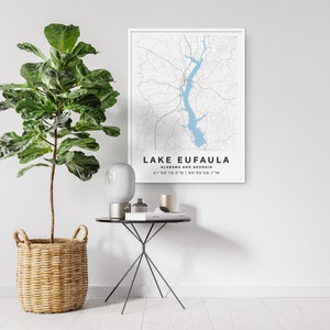Printable Map of Lake Eufaula, Alabama and Georgia - Instant Download ...