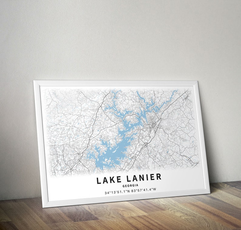 Printable Map of Lake Lanier United States Instant Etsy