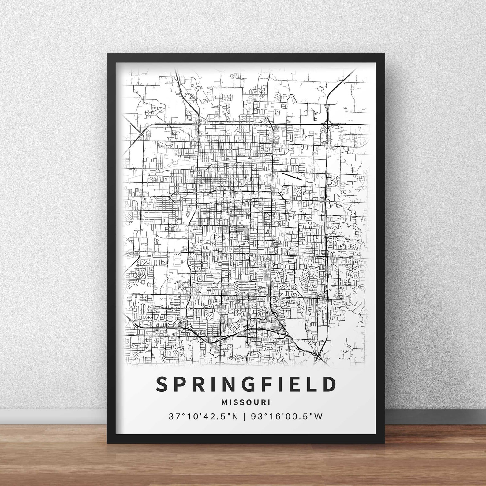 Printable Map of Springfield Missouri United States With Etsy