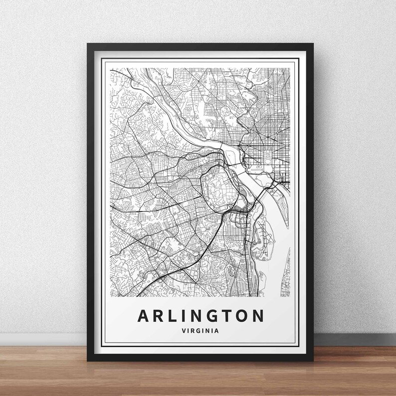 Printable Map of Arlington VA Virginia USA City Map Instant Etsy