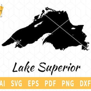 Lake Superior kaart SVG, Grote Meren kaart Vector File - Instant Download \ Cutting \ Lake silhouette \ Commerciële licentie