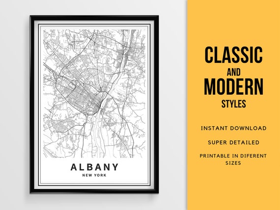 Printable Map of Albany NY USA Instant Download Street Map - Etsy