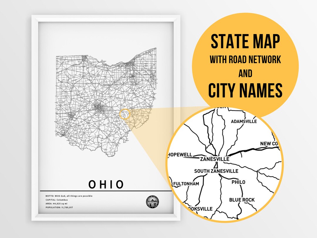 Printable Map of Ohio United States - Il 1080xN.4906169450 Kosy 