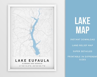 Lake Eufaula Map - Etsy
