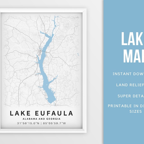 Eufaula Lake Map Etsy