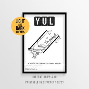 Montreal–Trudeau Airport Poster, YUL Montréal–Dorval Airport Map, Canada Travel (Instant Download)