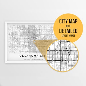 Mapa para impressão de Oklahoma City, Oklahoma, EUA com nomes de ruas - Download instantâneo \ Mapa da cidade \ Presente de viagem \ Cartaz da cidade \ Impressão de mapa de estradas