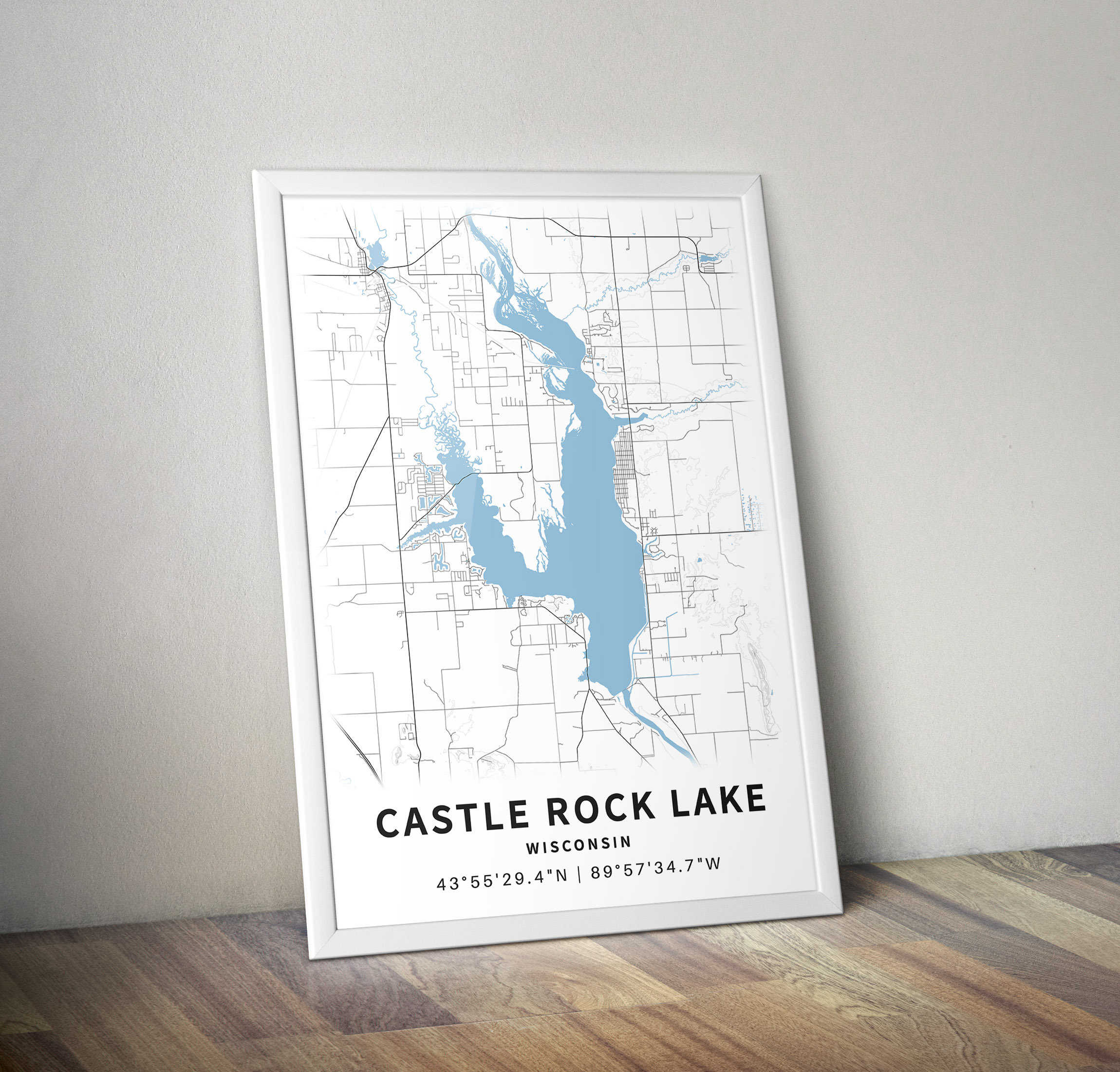 Printable Map of Castle Rock Lake Wisconsin United States Etsy