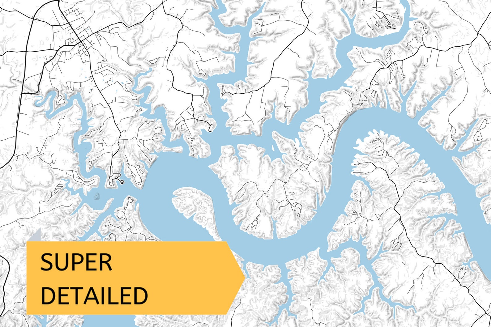 Printable Map of Lake Cumberland Kentucky United States - Etsy