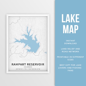 Druckbare Karte von Wall Stausee, Colorado, USA - Sofort Download \ Lake Map \ Map Poster \ Lake House Decor \ LakeLife \ Angeln \ Boating