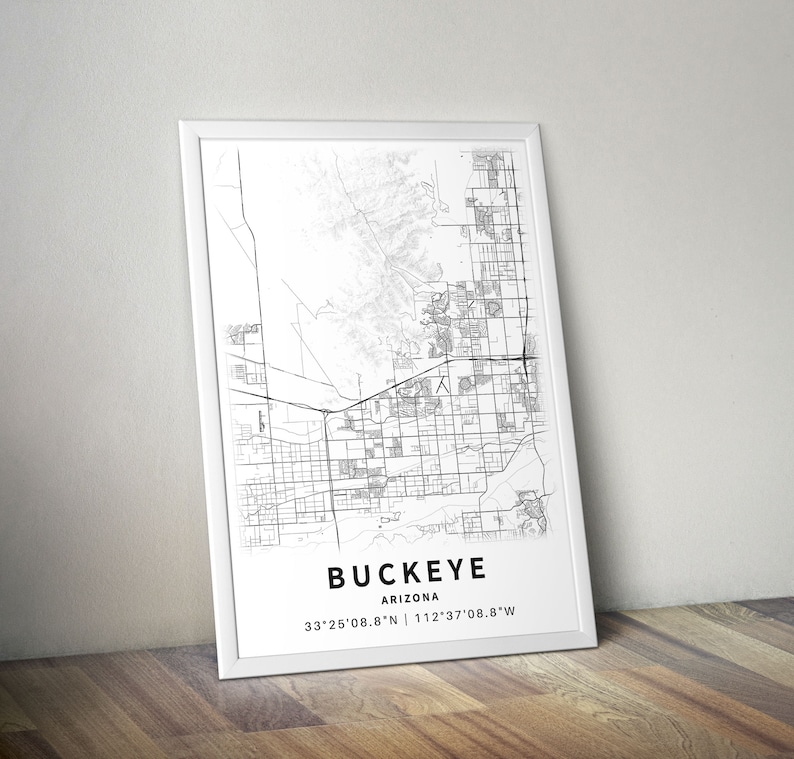 Buckeye Arizona Map With Street Names, Printable Buckeye City Poster ...