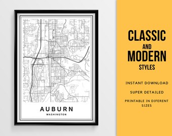 Auburn Printable Map - Etsy