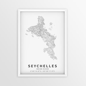 Mahe Seychelles Topo Map Printable, Seychelles City Names Poster, Digital Download Wall Art, Seychelles Island Map Print, Travel Gift