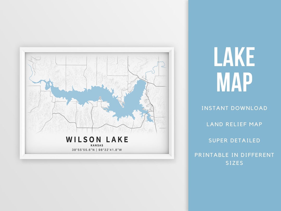 Printable Map of Wilson Lake Kansas United States Instant Etsy