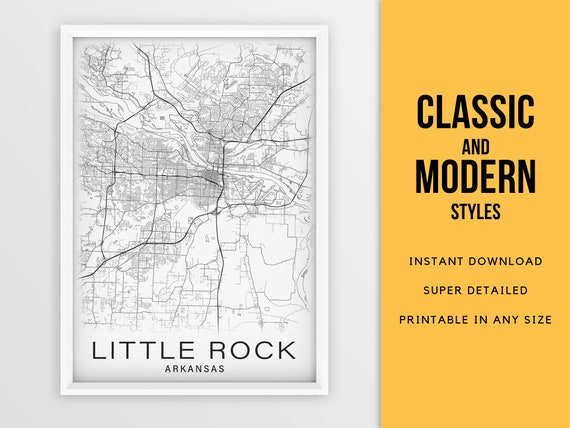 Printable Map of Little Rock Arkansas AR United States | Etsy
