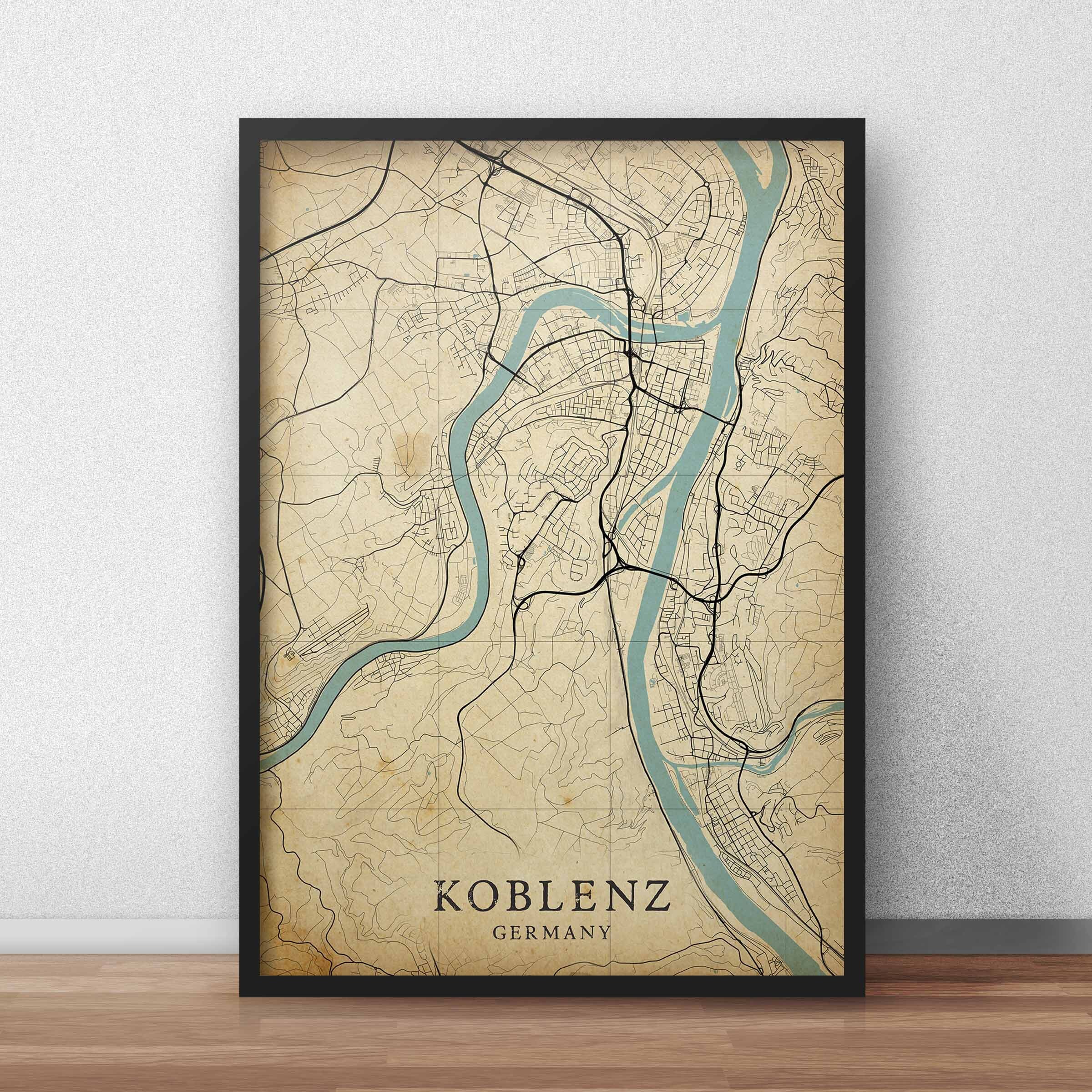 Printable Vintage Style Map Koblenz Germany Instant - Etsy