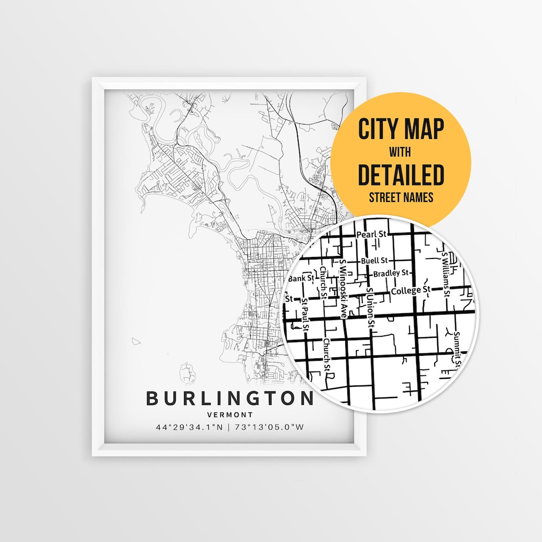 Burlington Vermont Map With Street Names, Printable Burlington City ...