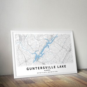 Printable Map of Guntersville Lake, Alabama, US - Instant Download ...