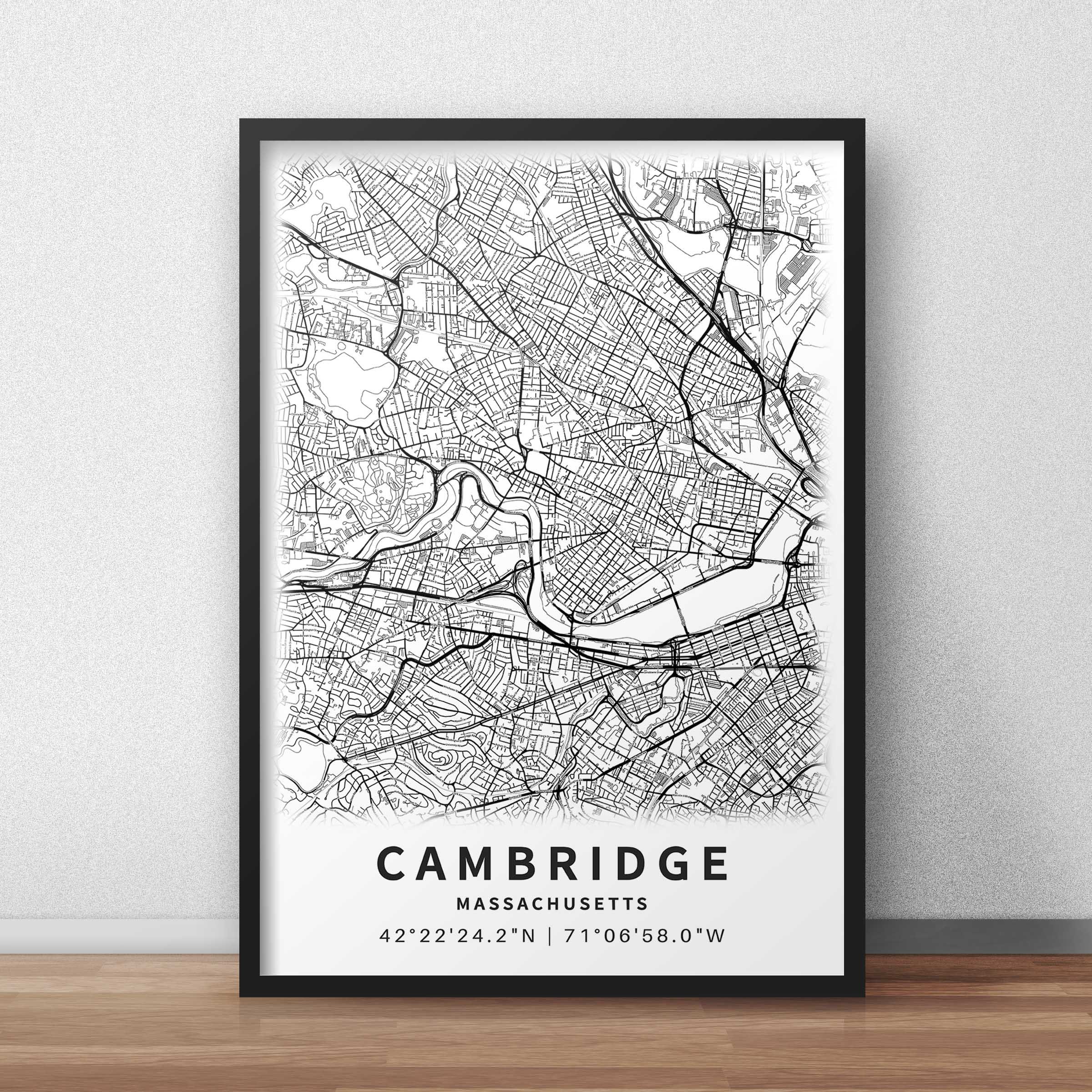 Printable Map of Cambridge Massachusetts MA With Street Names | Etsy
