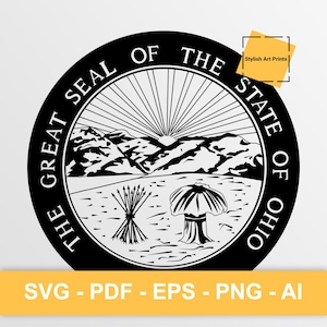 Sceau de l'État de l'Ohio, Ohio Vector Clipart - SVG \ PNG \ PDF \ Téléchargement instantané \ Découpe \ Signe de l'État \ Licence commerciale \ Emblème de l'Ohio
