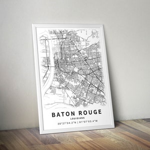 Printable Map of Baton Rouge Louisiana USA With Street Names - Etsy