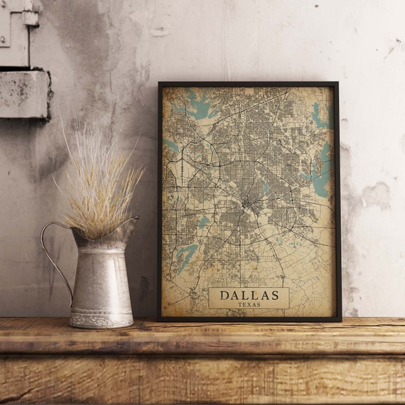 Printable Vintage Style Map of Dallas Texas Instant - Etsy