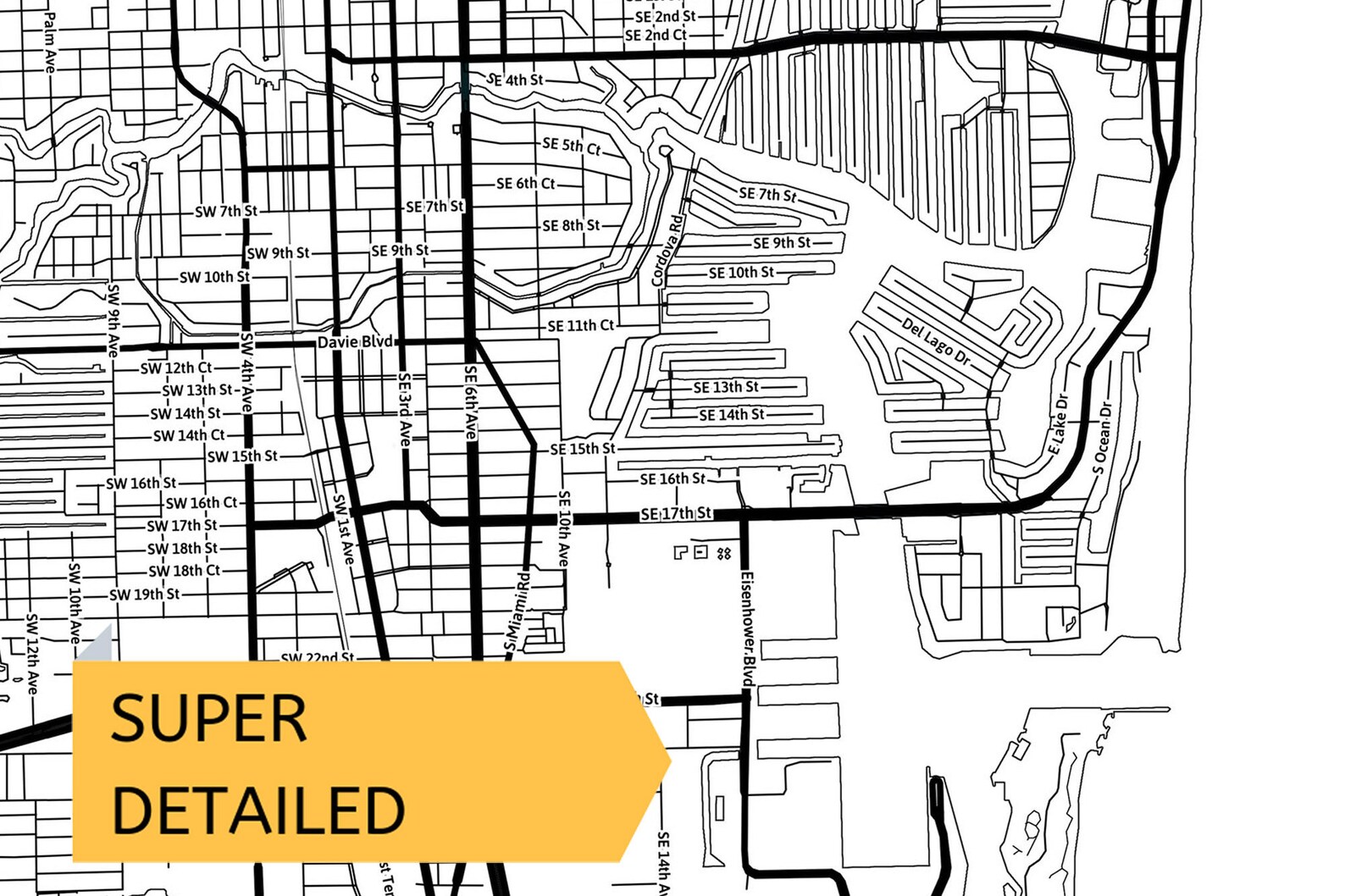 Printable Map of Fort Lauderdale Florida USA With Street Etsy