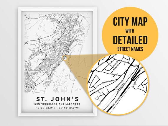 Printable Map of St. John's Newfoundland and Labrador | Etsy