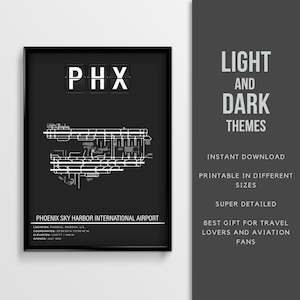 PHX Phoenix Sky Harbour International Airport Poster - Sofortiger Download \ Airport Map \ Printable \ Wall Art \ Arizona Travel Map