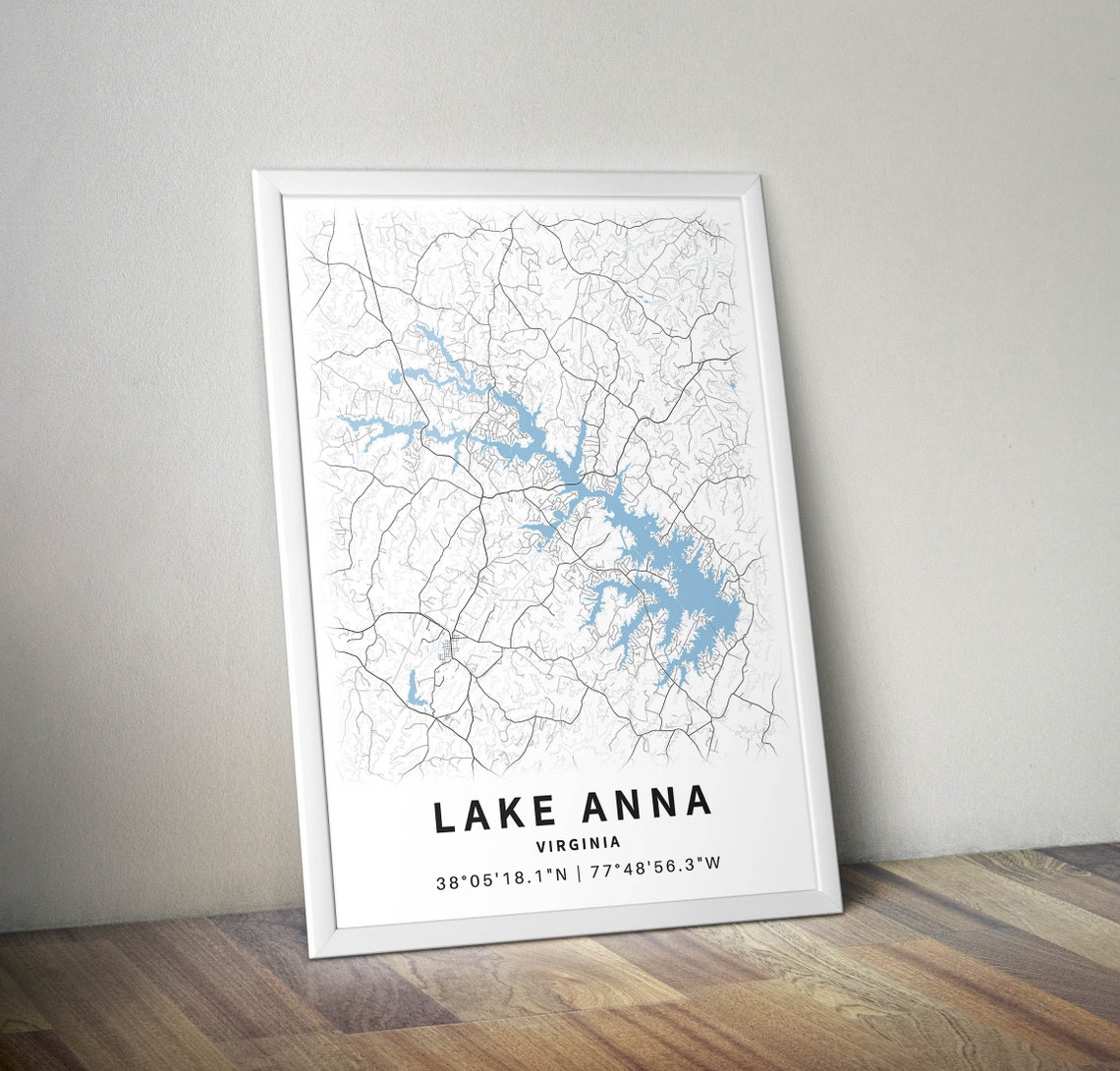 Printable Map of Lake Anna Virginia United States Instant Etsy