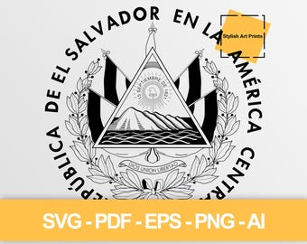 El Salvador Coat of Arms Vector Clipart (SVG, PNG, PDF), Cutting File — Instant Download