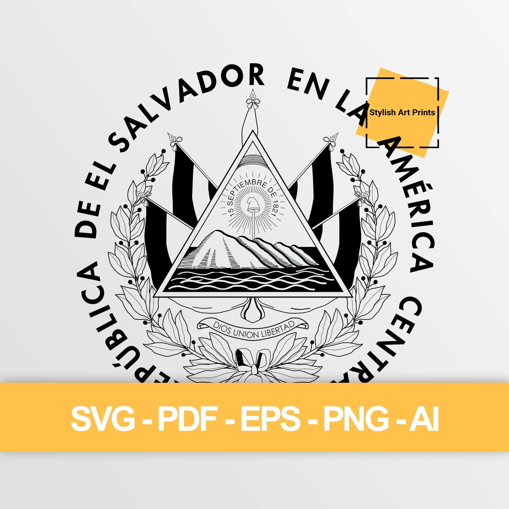 El Salvador Coat of Arms Vector Clipart (SVG, PNG, PDF), Cutting
