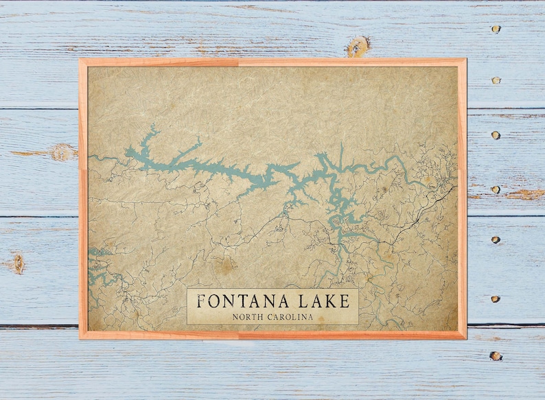 Vintage Style Map of Fontana Lake NC North Carolina USA - Etsy