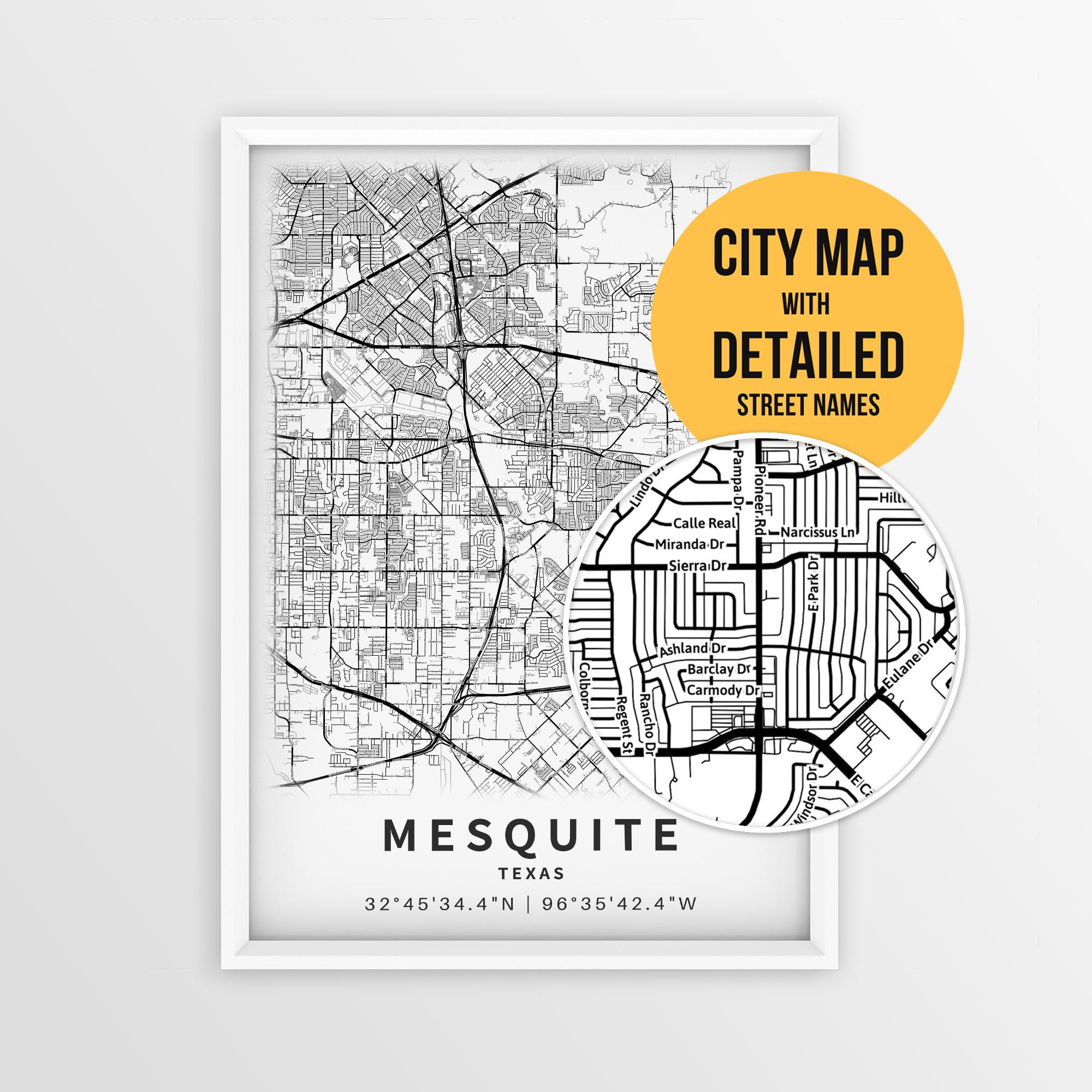 Mesquite Texas Map With Street Names, Printable Mesquite City
