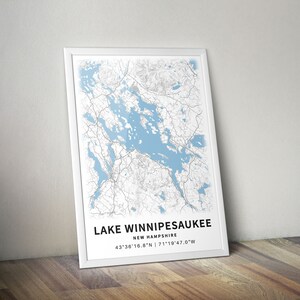 Printable Map of Lake Winnipesaukee, New Hampshire, US - Instant ...