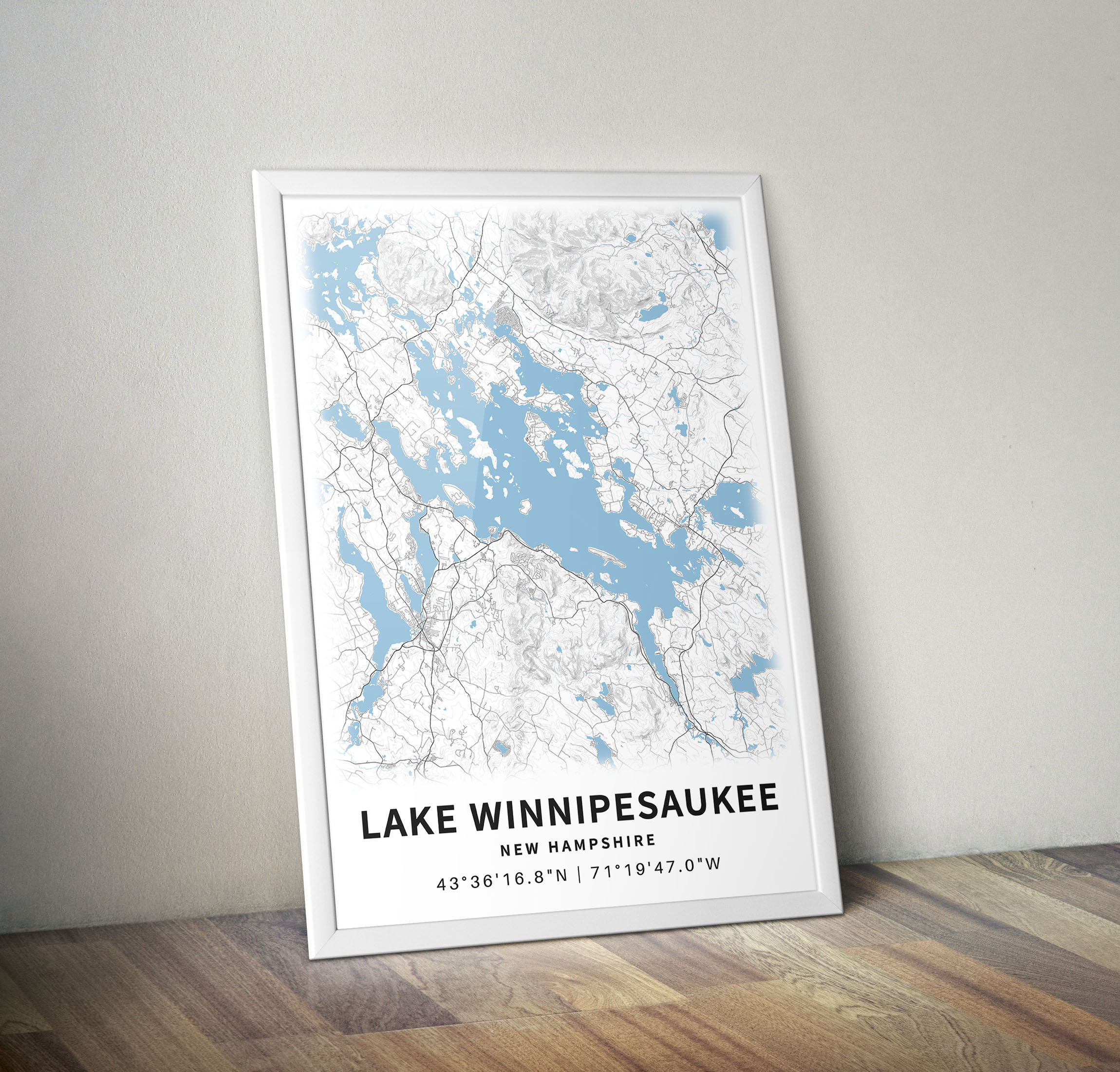 Printable Map of Lake Winnipesaukee New Hampshire United | Etsy