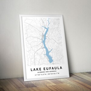 Printable Map of Lake Eufaula, Alabama and Georgia - Instant Download ...