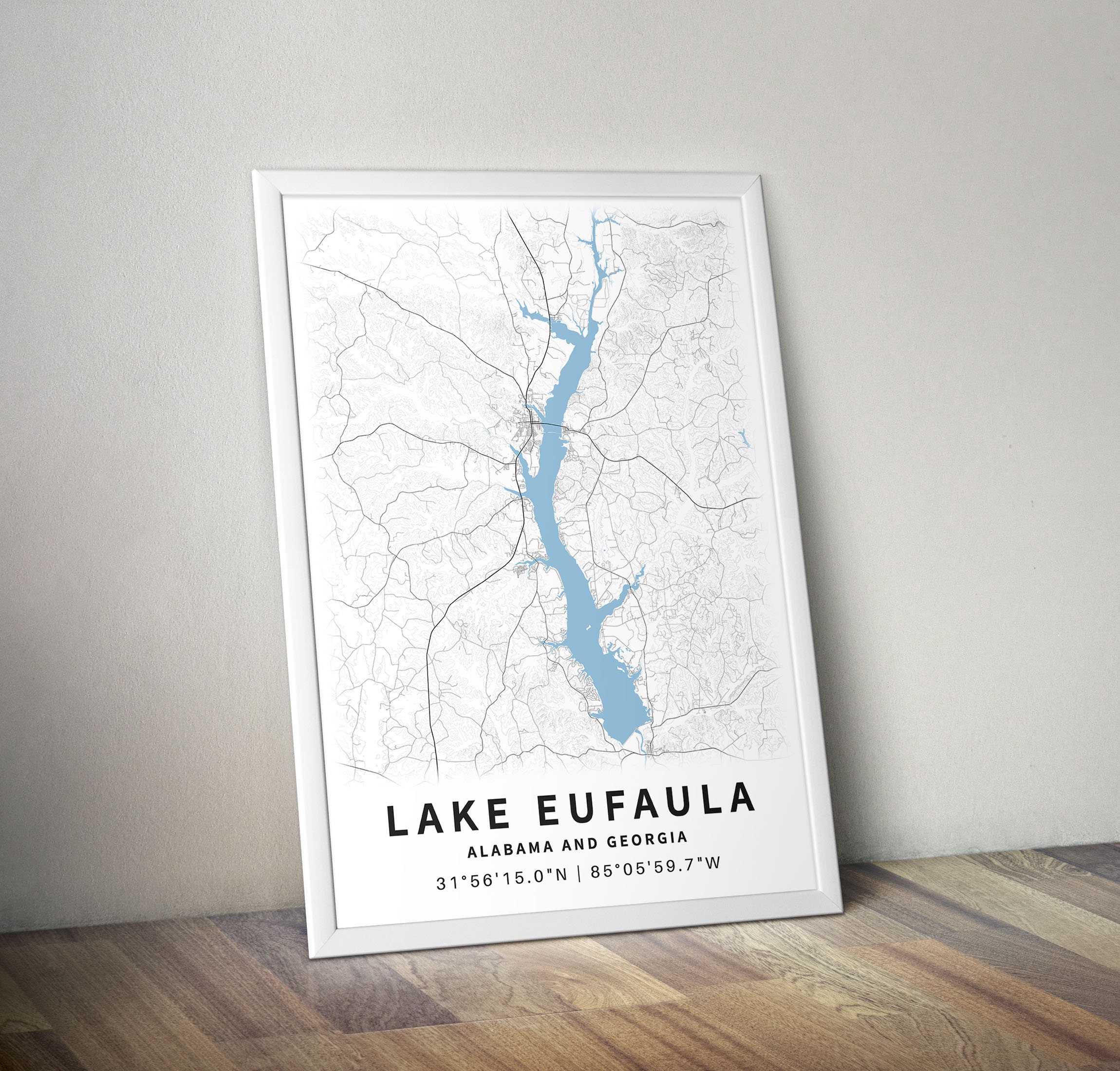 Printable Map of Lake Eufaula Alabama and Georgia United - Etsy